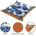 thumbnail image 3 of Women Girls Leather Square Dish Trinket Plate Jewelry Tray for Mothers Day Birthday Gift, Navy Blue Pineapple Pattern, 3 of 6