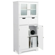 Giantex Freestanding Bathroom Storage Cabinet, Tall Linen Floor Cabinet w/Adjustable Shelves, White