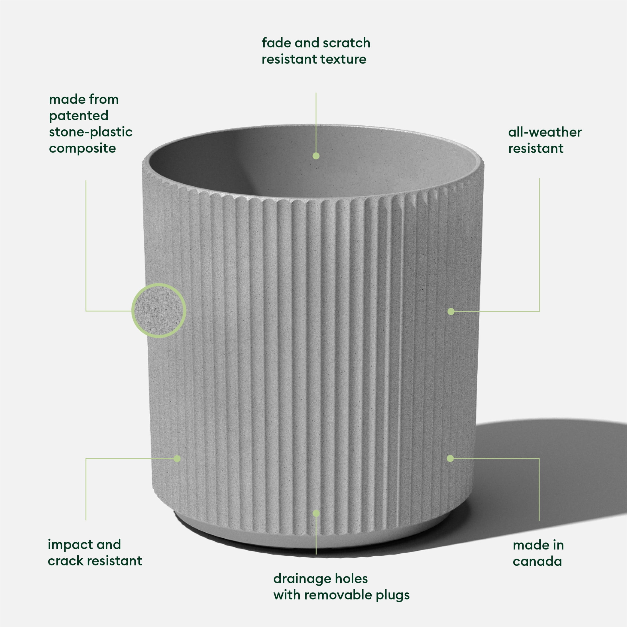Veradek Demi Series  20" Plastic-Stone Planter - 2-Pack Gray