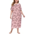 thumbnail image 7 of Women Plus Size Nightgown,Silk-like Lace Short Sleeve Ploral Loose Sleepwear, 7 of 7