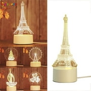 Spencer Eiffel Tower Nightlight 3D Illusion Visual LED Desk Lamp with USB Cable Bedroom Decoration Gifts for Christmas Birthday