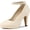 Beige, variant on Valentine's Women' Shoes Round Toe Stiletto Heel Ankle Strap Pumps Gold 6