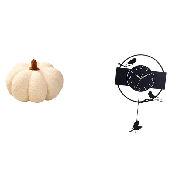 Almohadas de calabaza de Halloween,Almohadas de calabaza de Halloween Decoración del hogar Suave,Cojines de calabaza para Halloween,peluches,sofá,Reloj de pared,Reloj de pared con diseño de
