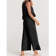 thumbnail image 4 of Womens Summer 2 Piece Outfits Sleeveless Tank Crop Top Wide Leg Pants with Pockets Linen Lounge Matching Beach Sets, 4 of 6