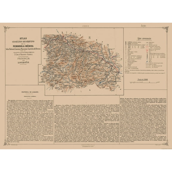 Historic Map - Logrono Spain - Valverde 1880 - 31.20 x 23 - Vintage Wall Art