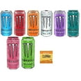 thumbnail image 2 of Monster Zero Ultra Variety: Zero Ultra, Ultra Red, Ultra Violet, Ultra Blue, Sunrise, Paradise, Rosa, Fiesta, 16 Ounce (Pack Of 16) And Stinger Orange Blossom Chews, 2 of 8