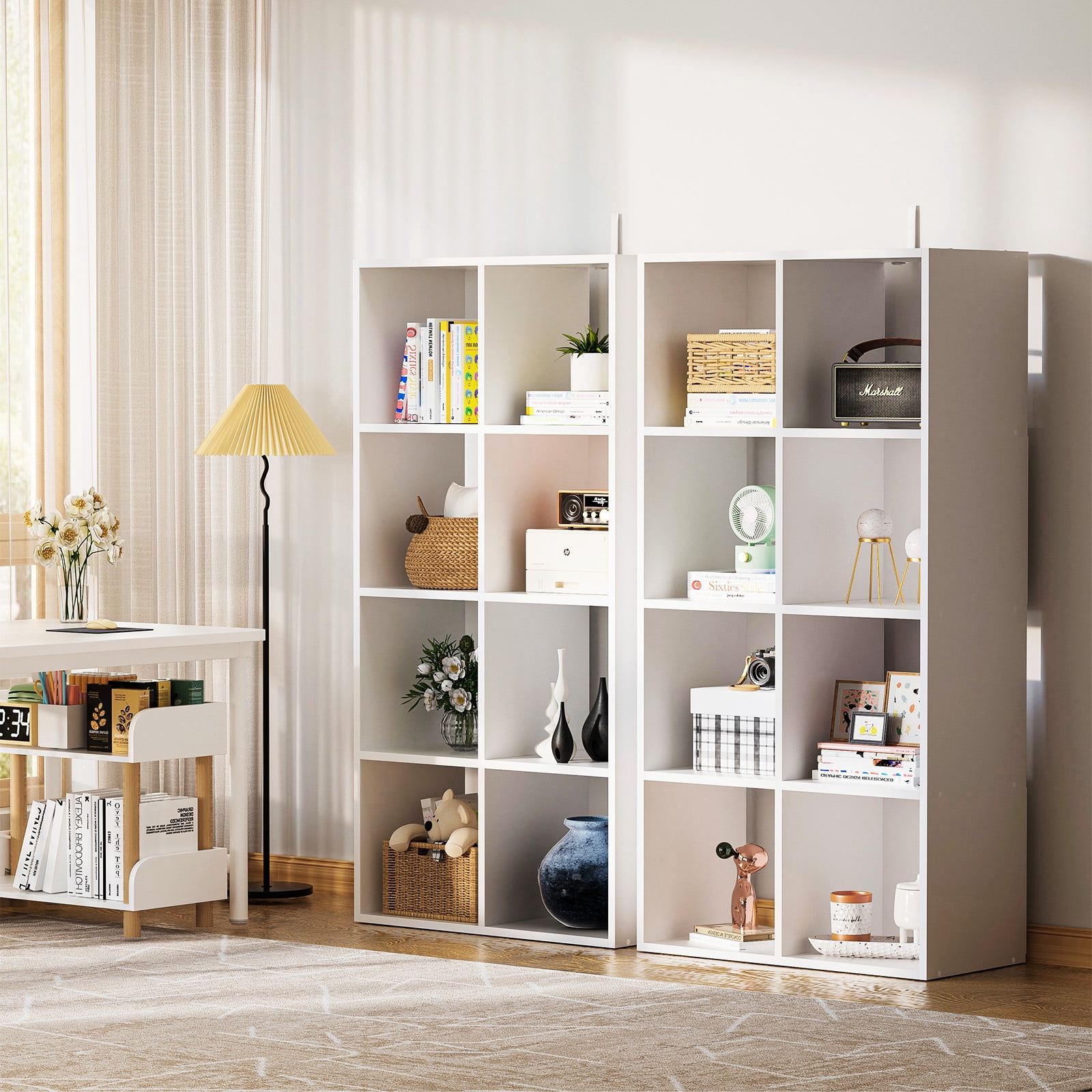 COMHOMA 8 Wood Cube Storage Organizer with Open Back and Removable Back Panels, 11In Black Cube Storage Bookshelf, Cubicle Shelf Bookcase for Home Office Bedroom Living Room, Vertical or Horizontal