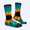 thumbnail image 2 of Four Seasons Universal Socks (2 Pairs) - Unisex Trendy Mixed Color Socks with Vibrant Sunflower Design on Teal Background Perfect for All Seasons, 2 of 5