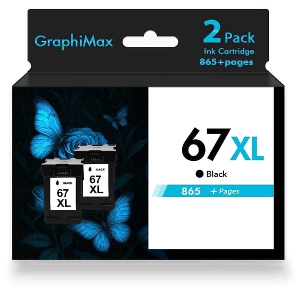 67XL Ink Cartridges 67 67XL compatible for OfficeJet 2755e 2755 4155 2722 2723 2724 2725 2732 Envy 6055 6455 6458 6475 Printer Ink (2 Pack Black)
