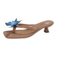 thumbnail image 7 of Square Open Toe Flip Flops for Women Kitten Heel Thong Sandals with Elegant Butterfly Decor Party Dress Shoes Slides Khaki Size 7.5, 7 of 7