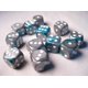 thumbnail image 1 of Juegos de dados Chessex D6: acero Gemini y verde azulado con blanco - Troquel de seis caras de 16 mm (12) bloque de dados, 1 of 1
