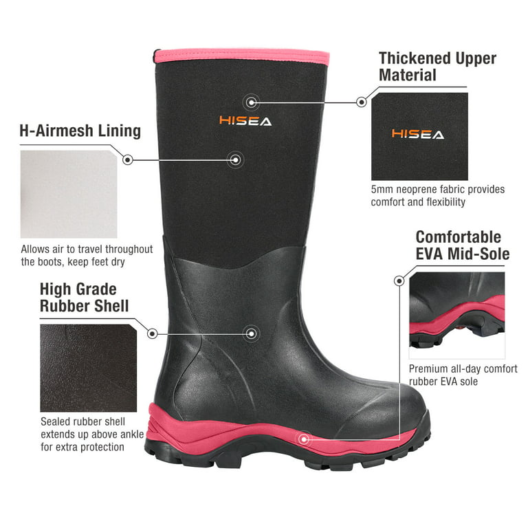 HISEA Men's Rain Boots Waterproof Durable Insulated