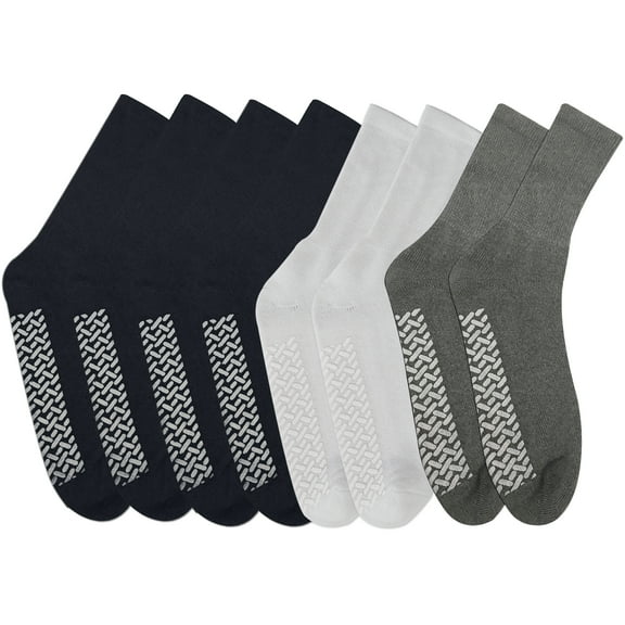9 Pairs of Nobles Men's Assorted Comfortable Slipper Socks Size 10-13 (3 Black, 3 White, 3 Grey)