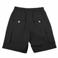 thumbnail image 6 of SDNall Men's Casual Solid Shorts with Multiple Pockets, Elastic Waist with Button and Zipper for Gym, Workout, Running, and Everyday Athletic Wear, 6 of 8
