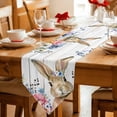 thumbnail image 2 of Bunny Easter Table Runner Linen Burlap Table Runner 70 Inches Long Spring Floral Blue Eucalyptus Leaves Wooden Dresser Scarves for Kitchen Island Coffee Dining Party Wedding Holiday Decor 13"x70", 2 of 8