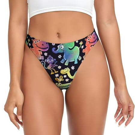 Rateoe Colorful Animals Pattern Seamless Women Underwear Thongs No Show Ladies Thong No Line Breathable Comfortable Panties Undies for Women-Small
