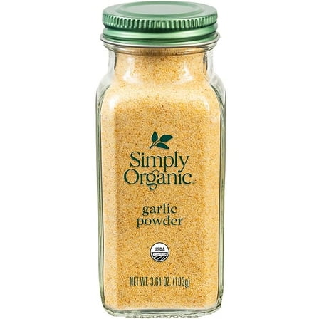 Simply Organic Garlic Powder, 3.64-Ounce Jar, Pure A-Grade Organic Garlic, Dried & Ground, Kosher, No ETO, Non GMO ( Pack of 2 )