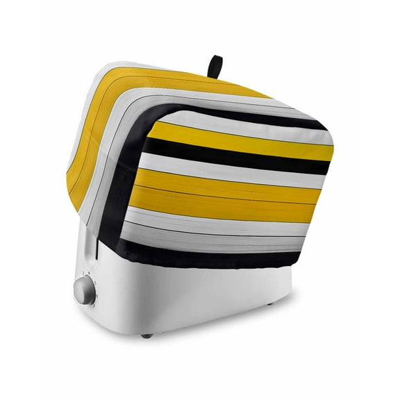 Fsddascl Farmhouse Yellow Toaster Cover 2 Slice, Small Kitchen Appliance Covers, Gradient Black White Wood Grain Retro Toaster Oven Cover with Loop, Bread Machine Cover Polyester Dust Cover
