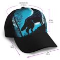 thumbnail image 2 of Xecao Blue Full Moon Wolf print unisex vintage washed baseball cap, a soft and adjustable hat perfect for any casual style., 2 of 5
