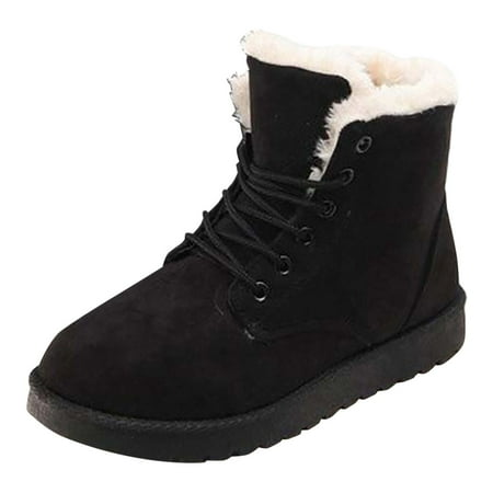 

Women S Snow Boots Stacked Short Leather Booties Heel Fahsion Boots