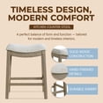 thumbnail image 2 of ROME + OAK Parker 26" Backless Saddle Kitchen Counter Stool, Oak, Grey Upholstery, 4 Pack, 2 of 12
