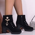 thumbnail image 2 of JUSLIO Boots for Women,Chunky Heel Boots Zipper High Heel Fashion Casual Comfort Mid Calf Boots, 2 of 9
