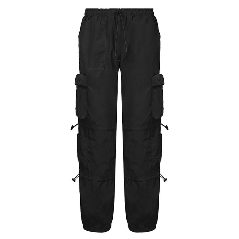 YWDJ Cargo Pants Women Baggy Plus Size Women Street Style Fashion Design  Sense Multi Pocket Overalls Drawstring Elastic Low Waist Sports Pants Khaki  S 