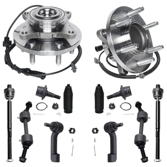 Detroit Axle - RWD Front Suspension Kit for 2009-2010 Ford F-150, 2 Wheel Bearing Hubs 4 Outer Inner Tie Rods 2 Boots Bellows 2 Lower Ball Joints 2 Stabilizer Sway Bars Replacement