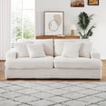 thumbnail image 2 of Dinosisco Corduroy Sofa Couch, Upholstered 3-Seater Deep Seat Couch for Living Room, White, 2 of 8