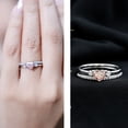 thumbnail image 4 of Rosec Jewels Lab Grown Pink Diamond Bridal Ring Set - Heart Engagement Ring with Diamond Enhancer - IGI Certified Fancy Pink Color Gemstone Ring - VS1 Clarity, 925 Sterling Silver, US 4.00, 4 of 9