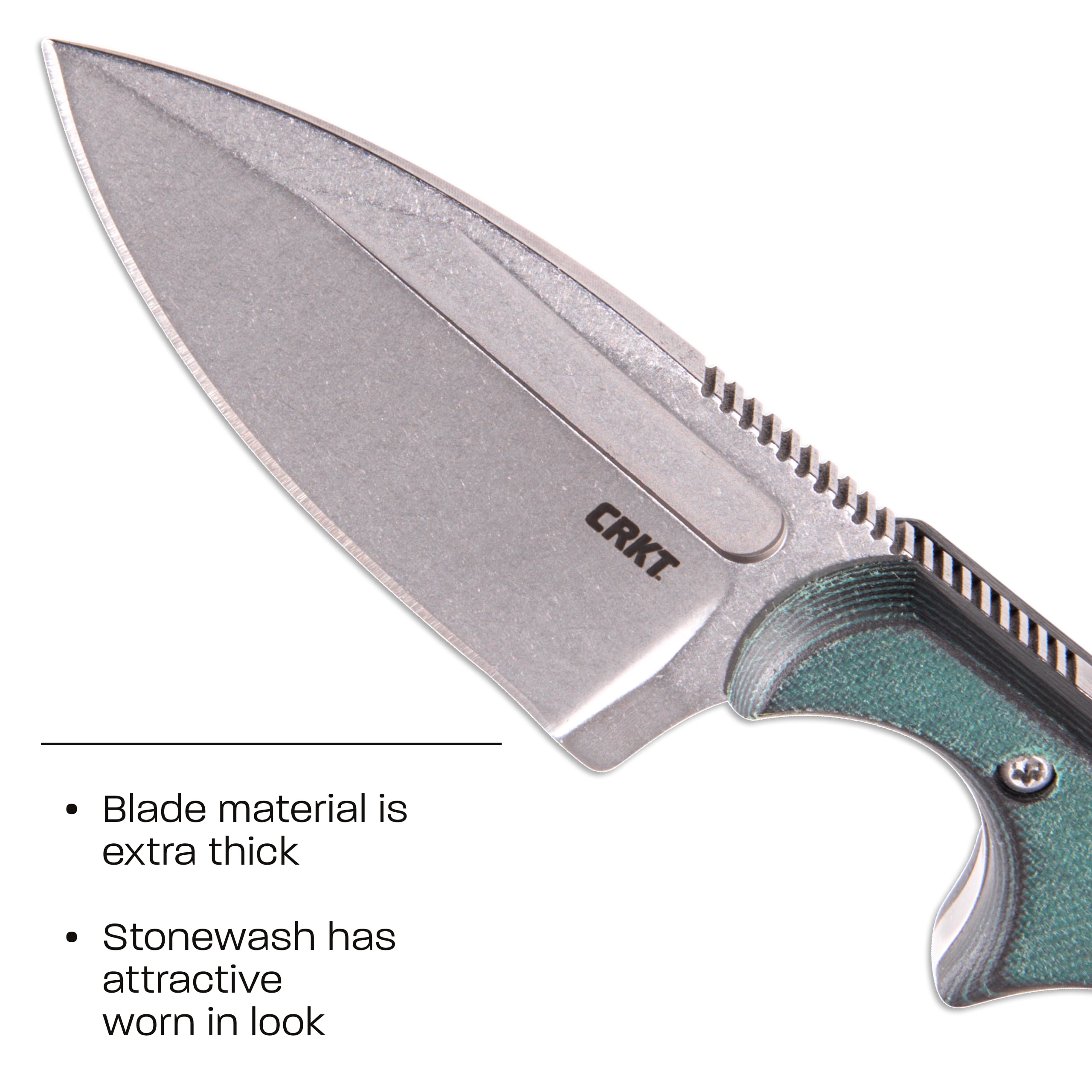 CRKT Minimalist Spear Point Outdoor Survival Fixed Blade Knife with Sheath: Stainless Steel Plain Edge Blade, Micarta Handle, 2396