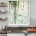 thumbnail image 5 of Spring Green Leaves Sheer Curtains 45 Inches Long, Japanese Koi Fish Birds Vintage Light Filering Curtains, Breathable Simi Curtain Privacy Drapes for Kitchen Bathroom Small Window Treatment, 5 of 9