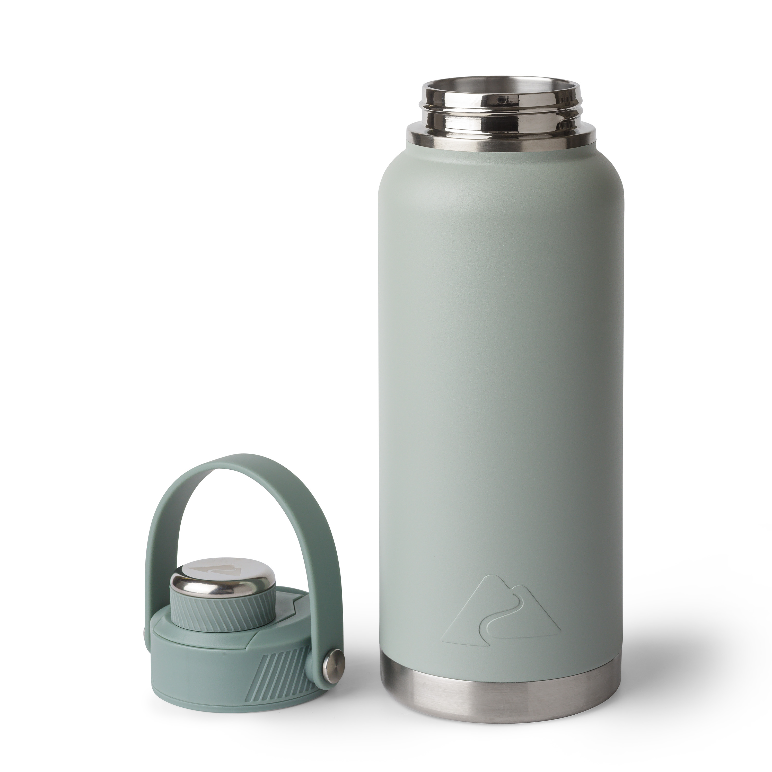 Botella de agua aislada de acero inoxidable de 32 oz con tapa de chorro, color verde salvia 2