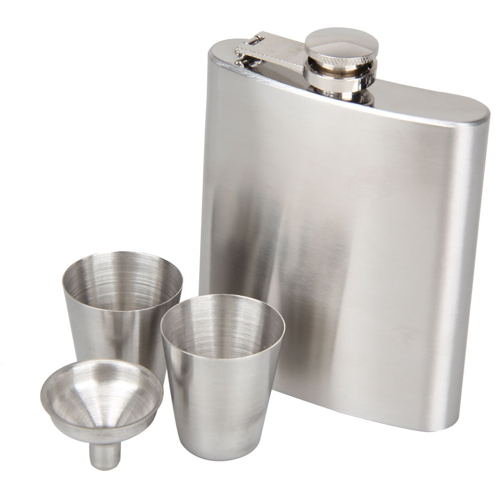 Portable Stainless Steel 7oz Hip Flask Flagon Whiskey Wine Pot Bottle Gift Kits 