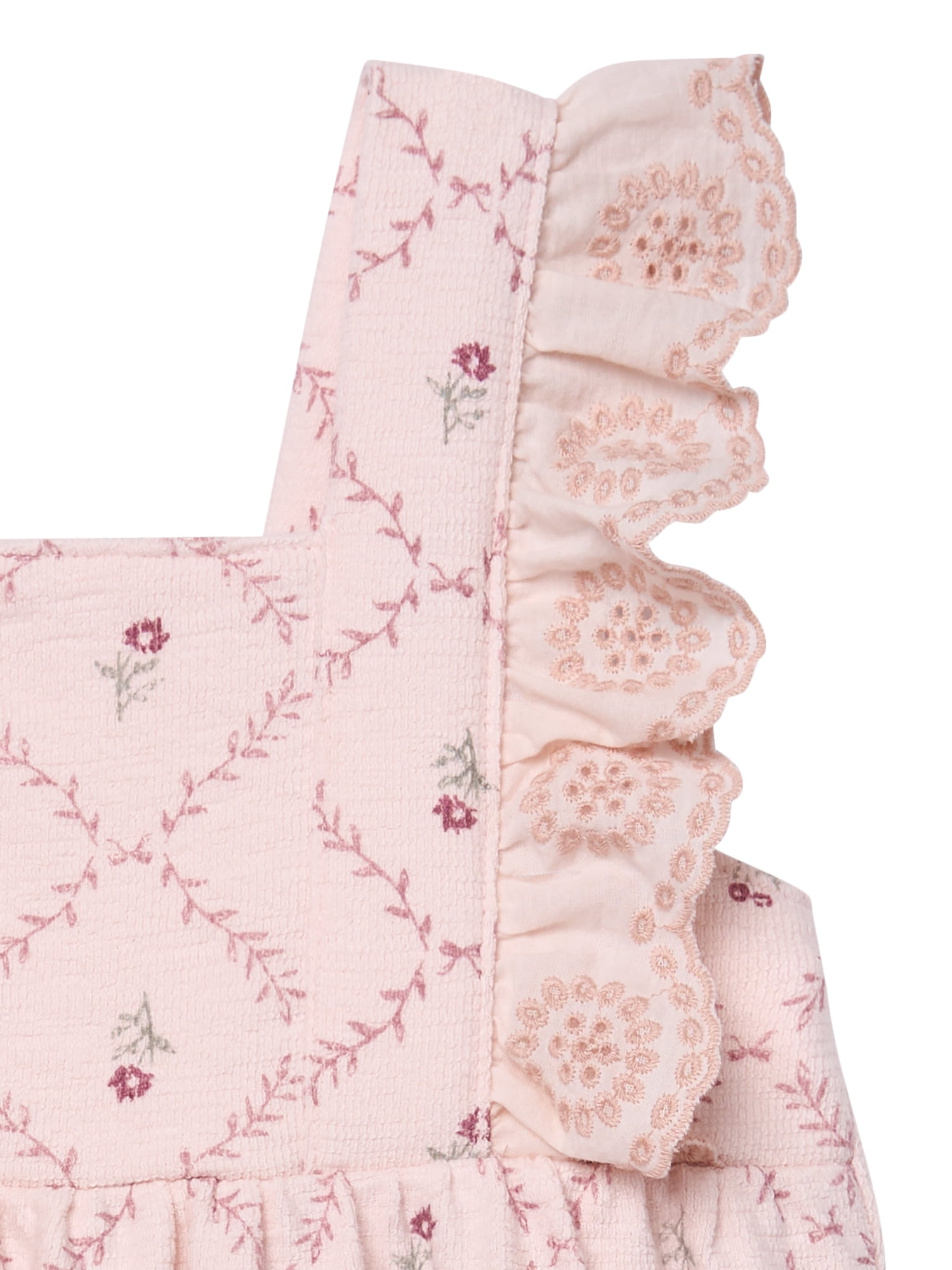 Modern Moments by Gerber baby Girl Long Leg Romper with Ruffle Detail, Sizes 0/3 Months - 24 Months
