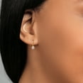 thumbnail image 5 of Gem Stone King 14K Yellow Gold Round White Cultured Freshwater Pearl and Round Canary Diamond Leverback Drop Dangle Earrings for Women (Pearl: 5.5MM, Diamond: 1.5MM), 5 of 5