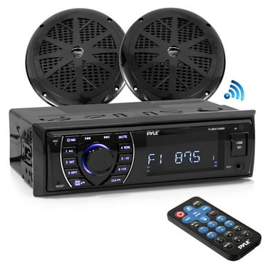 Pyle PLMRKT46BK 5.25 Inch Bluetooth Marine Receiver Stereo & Speaker Kit, Black