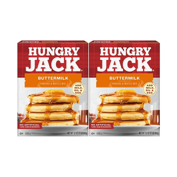 Hungry Jack Pancake & Waffle Mix, Buttermilk, 32 oz - Palatize Pack of 2