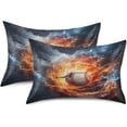 thumbnail image 2 of Coolnut Ice Fire Baseball Satin Pillowcase for Hair and Skin Silk Pillowcase Soft Sleeping Pillow Covers Smooth Cooling Pillowcase with Envelope Closure Size Standard 20x26 in Home Decor Gifts, 2 of 7
