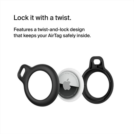Belkin Apple AirTag Secure Holder with Key Ring - Durable Scratch Resistant Case With Open Face & Raised Edges - Protective AirTag Keychain Accessory For Keys, Pets, Luggage, Backpacks - Black