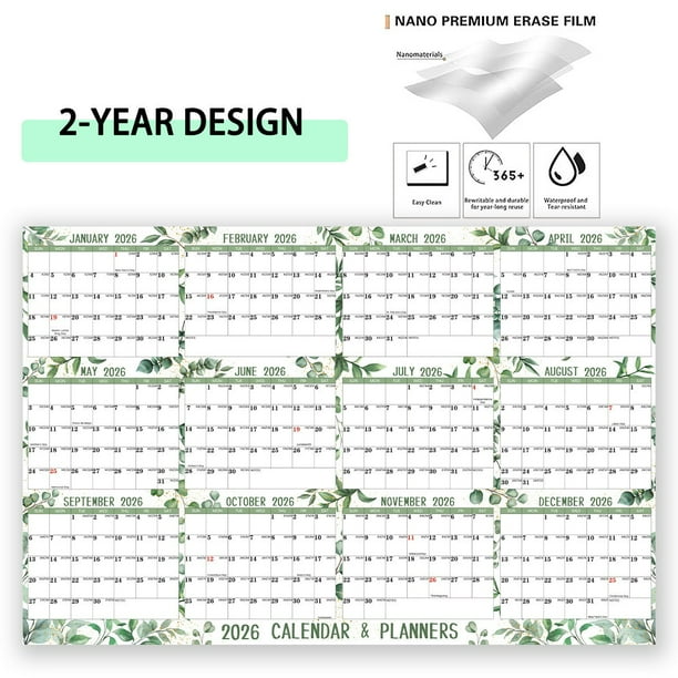 Xihbxyly La Oferta de Hoy Calendario de Proyectos Pared Grande En Doble Cara 2025-2026 En Doble Cara