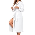 thumbnail image 4 of UVN Long Robes for Women Long Sleeve Kimono Bathrobe Waffle Knit Wrap Robe Soft Cozy Lightweight Sleepwear Nightgown with Pockets, 4 of 9