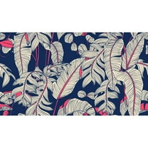 MuralsPrint Navy Tropical Leaves Removable Wallpaper - 10'ft H x 24''inch W