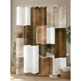 thumbnail image 4 of Shower Curtain Brown Plaid Bathroom Curtains with Hooks, Waterproof Fabric Abstract Art Color Block Bath Shower Curtains Set for Bathroom Bathtubs Decor 36x72 Inch, 4 of 8