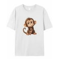 thumbnail image 7 of Cute Monkey Men's T Shirts Funny Animal T-Shirt for Men Crew Neck Tees Cotton Tops, White, 2XL, 7 of 7