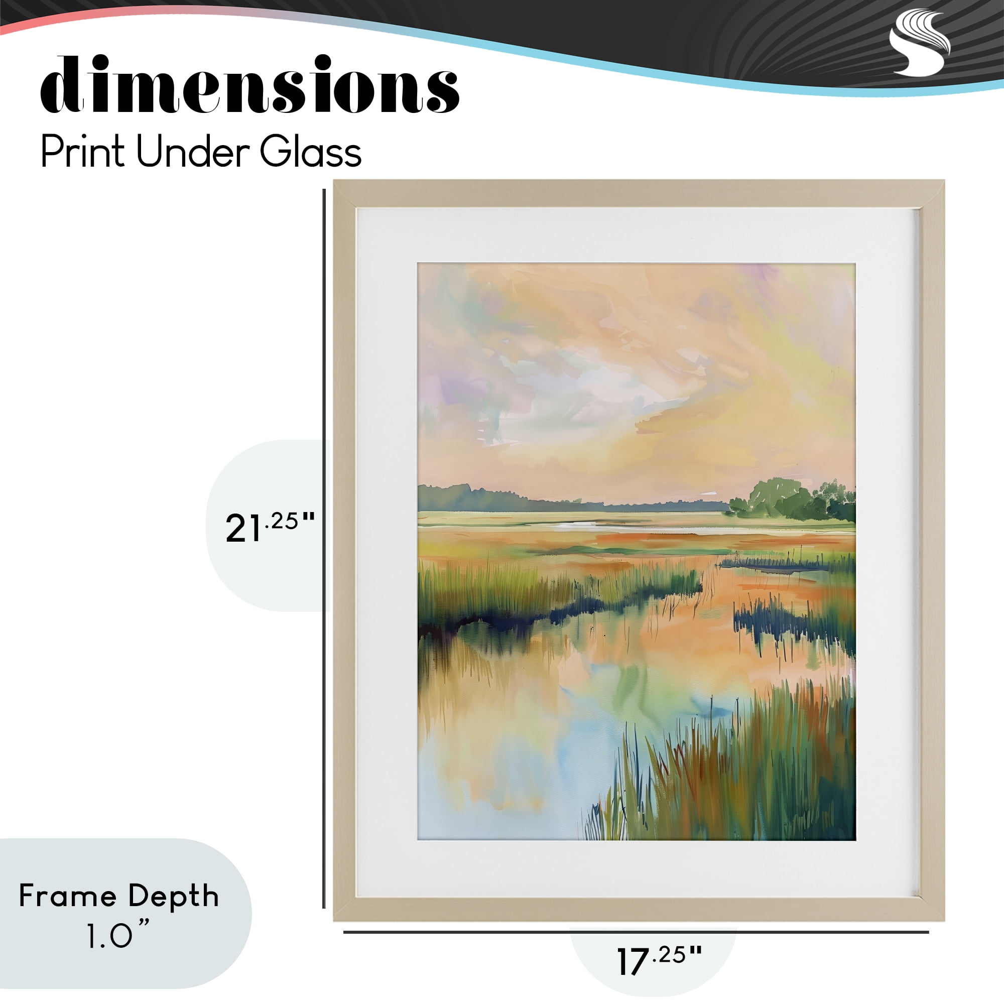 Stupell Industries Marsh Sunset over Tranquil Stream Birch Framed Print Under Glass, design by LSR Design Studio