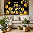 thumbnail image 5 of Gorgeous Golden 30th Birthday Banner with Crown and Balloons Backdrop Decor for Birthday Party Photography Props Party Supplies Decorations, 5 of 8