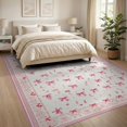 thumbnail image 3 of ODIKA Pink Coquette Round Ribbon Motif Boho Scattered Border Seamless Non-Slip Chair-Friendly for Dining Room, Large Office, Lounge, 3 of 7