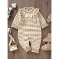 thumbnail image 2 of Nituyy Baby Girl Sweater Romper Ruffle Long Sleeve Round Neck Bow Front Knit Jumpsuit Infant Outfit, 2 of 6