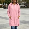 thumbnail image 4 of Kezqiaxn Womens Hoodie Fashion Solid Color Side Slit Casual Long Sweatshirts Long Sleeve Drawstring Pullover Tops with Pockets, 4 of 7